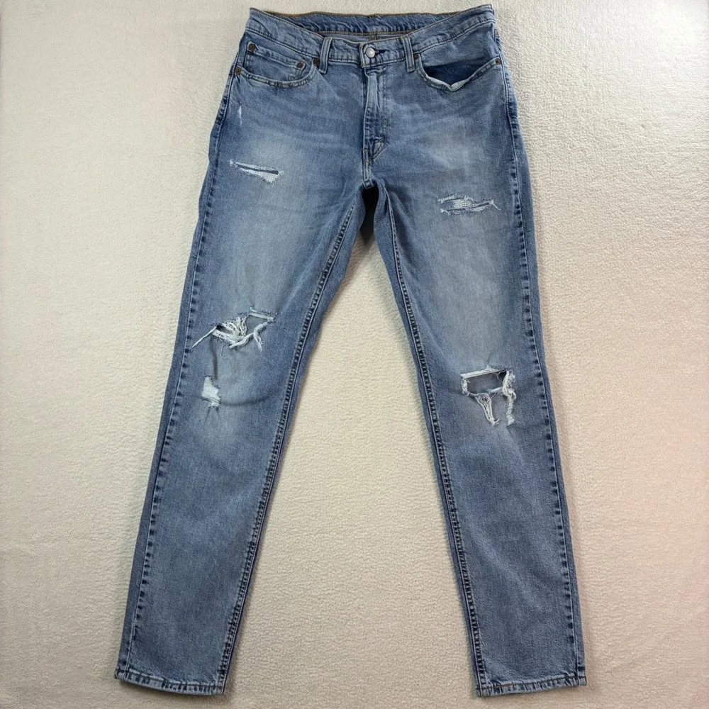 Levi 531 Athletic Slim Jeans Mens 36x34 Blue Distressed Stretch Streetwear Denim - Picture 3 of 7